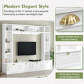 Large Wall Unit Entertainment Center With Bookshelves For Tvs Up To 78'', Modern Tv Console With Cabinets And Open Shelves, 4 In 1 Tv Stand With Golden Handles, White, 104.2''W*81.2''H White 70 79 Inches Mdf