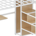 Twin Loft Bed With Desk And Storage Wardrobe, Heavy Duty Loft Bed With Stairs And Metal Grid, Twin Size Loft Bed, No Box Spring Needed, White Loft Bed Twin Size White Box Spring Not Required Twin
