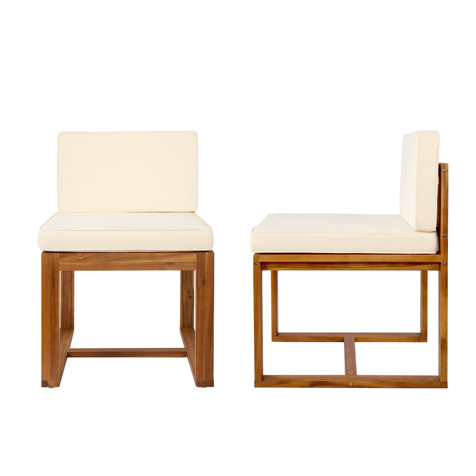 Patio Dining Chairs Set Of 2 Teak Beige Acacia Wood