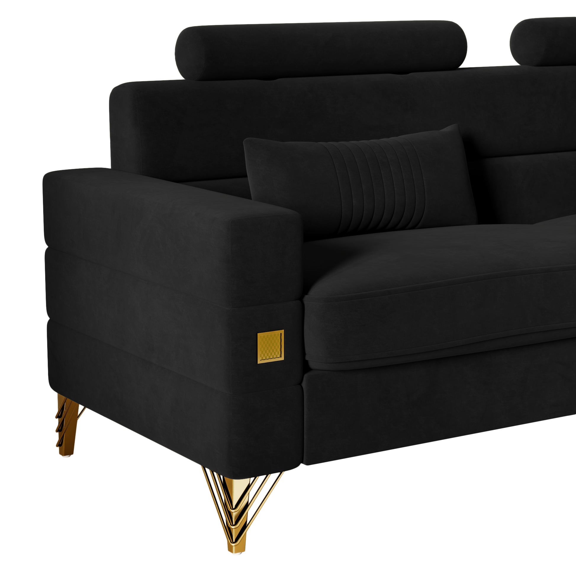 Fx P15 Bk Sofa Temu Suitable Black Velvet 2 Seat