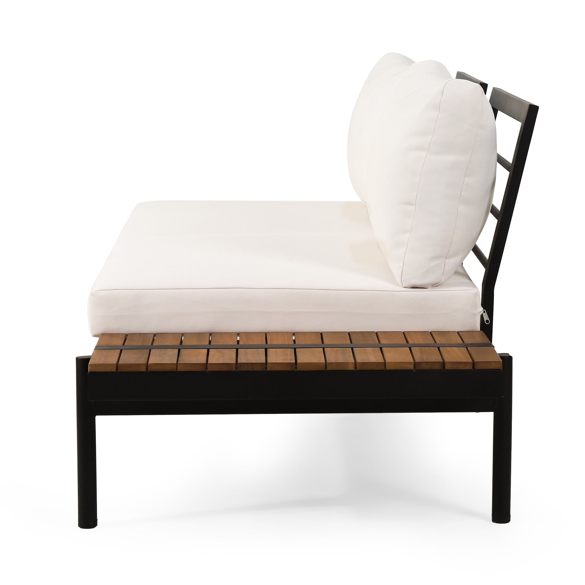 Theo 5 Seater Sectional Sofa Set With Cushions Cream Acacia Wood