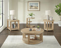 C Tan Round Accent Table Tan Solid Wood