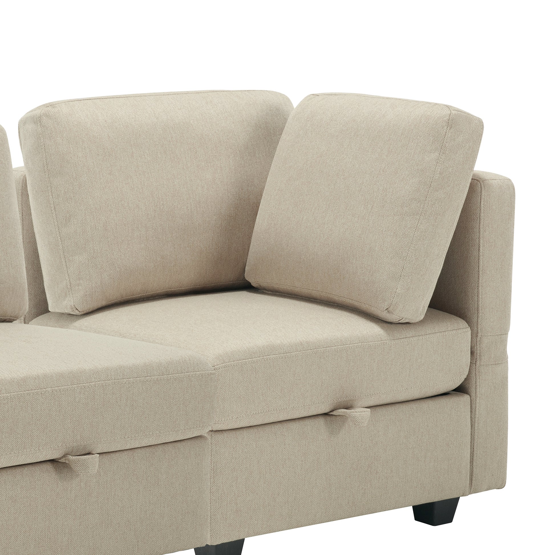 Adjustable Arms And Backs Sectional Sofa, Modern Sectional Couch U Shaped Sofa Couch With Storage Ottoman, Sofa With Convertible Chaise Beige Beige Polyester 4 Seat