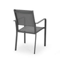 Outdoor Modern Aluminum Dining Chair With Mesh Seat Set Of 2 , Metal Gray And Dark Gray Gray Aluminium