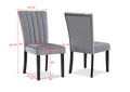 2Pc Casual Upholstered Velvet Upholstery Chair Channel Tufted Back Wooden Dining Room Furniture Gray Black Black,Gray Dining Room Contemporary,Modern Accent Chairs Tufted Back Set Of 2 Wood