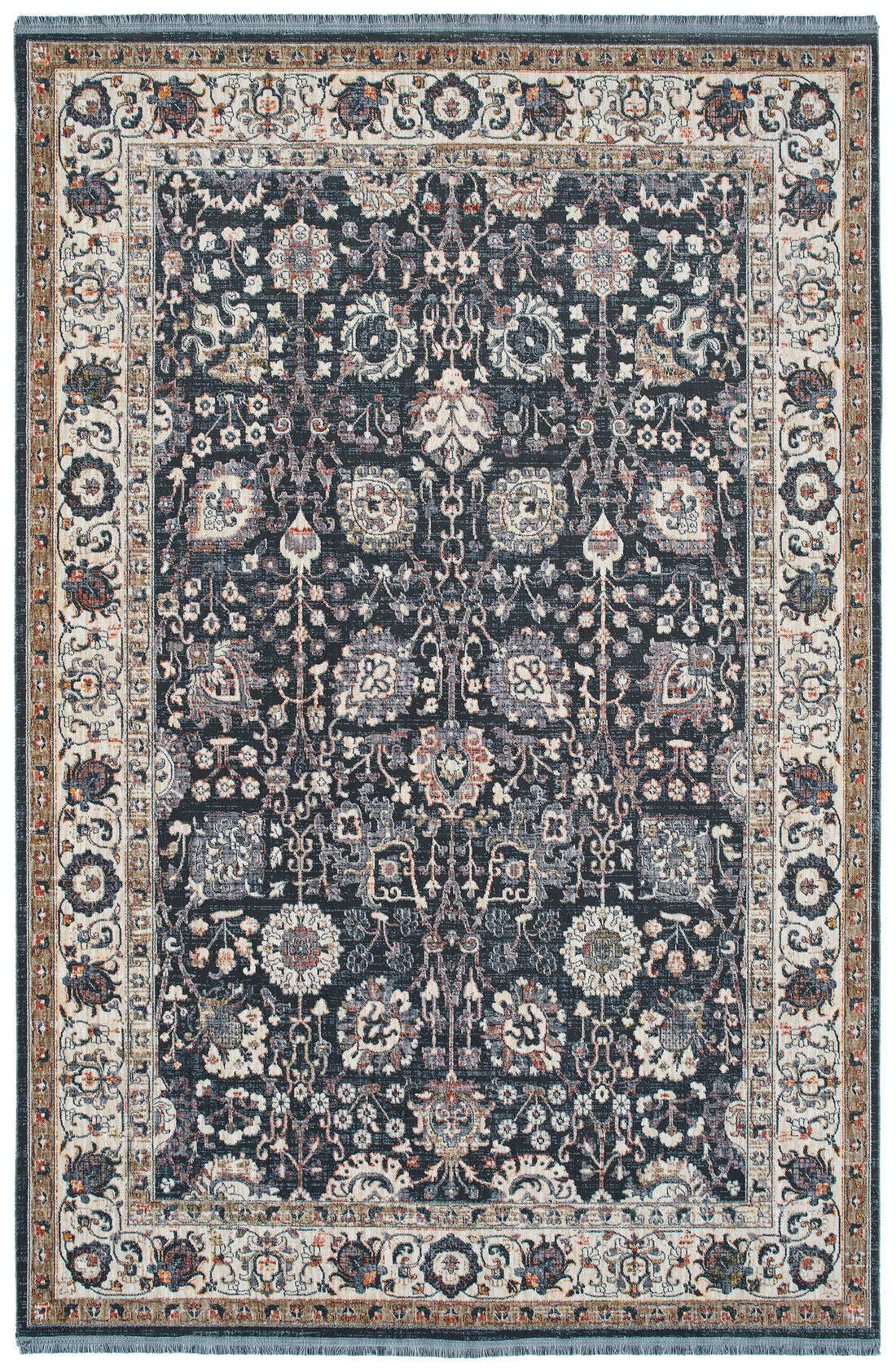 Transitional, Oriental, Cut Pile 5'3" X 7'3" Rectangle Area Rug Multi Polyester