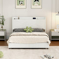 Queen Size Upholstery Platform Bed With Storage Headboard, Led, Usb Charging And 2 Drawers, Beige Queen Beige Upholstered