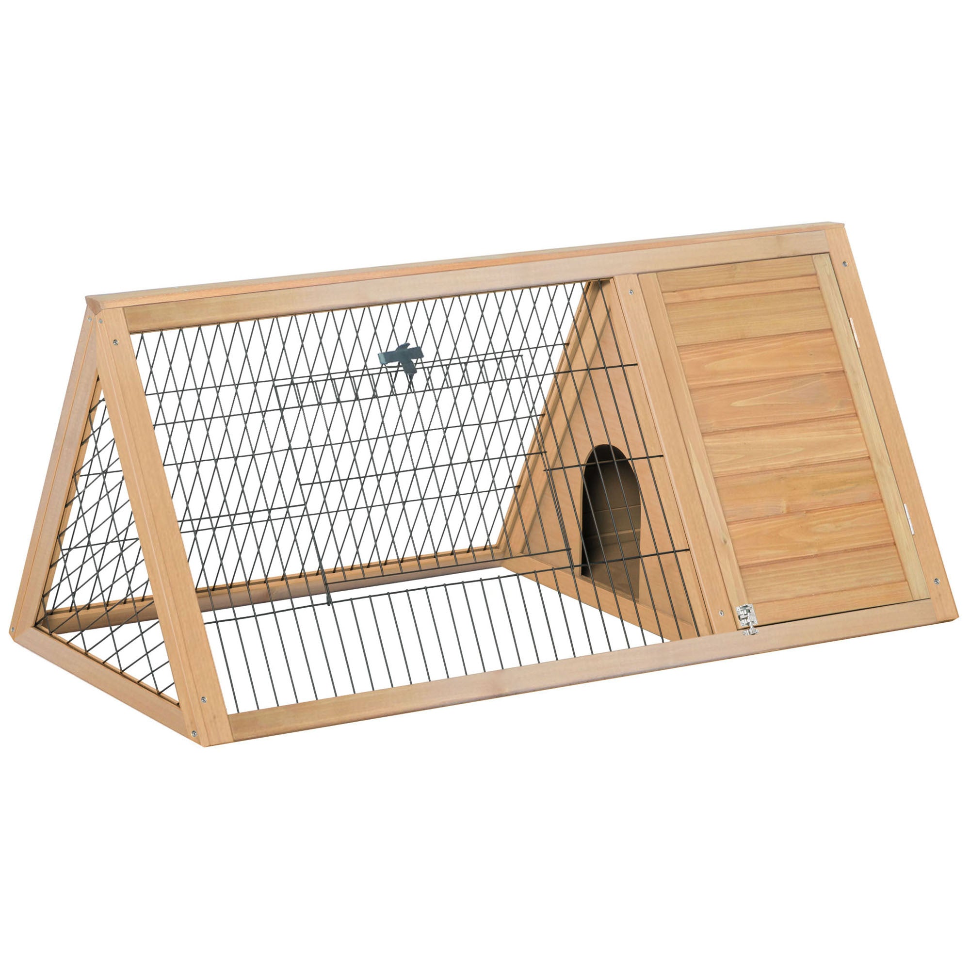 Pawhut 46" X 24" Wooden A Frame Outdoor Rabbit Cage Small Animal Hutch With Outside Run & Ventilating Wire, Yellow Yellow Wood