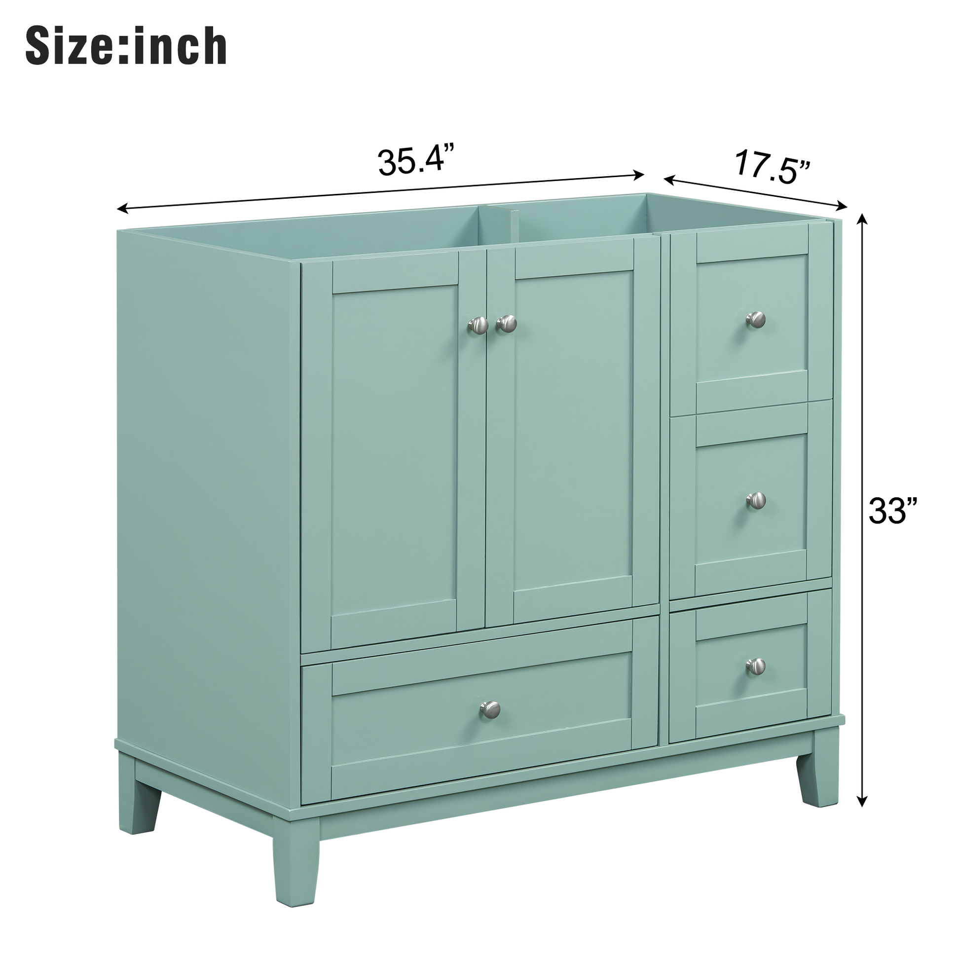 Cabinet Only 36" Bathroom Vanity Green Sink Not Included Green Solid Wood Mdf