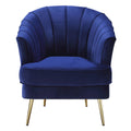 Blue And Gold Tufted Back Accent Chair Blue Primary Living Space Modern Eucalyptus Wood Fabric