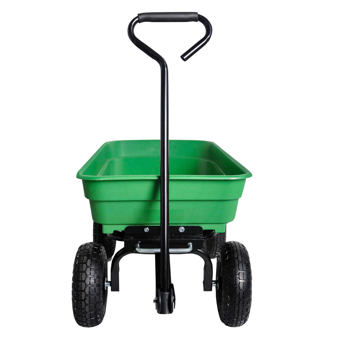 Garden Dump Cart With Steel Frame Outdoor Wagon With 10 Inch Pneumatic Tires, 55L Capacity, Green Green Garden & Outdoor Iron Plastic