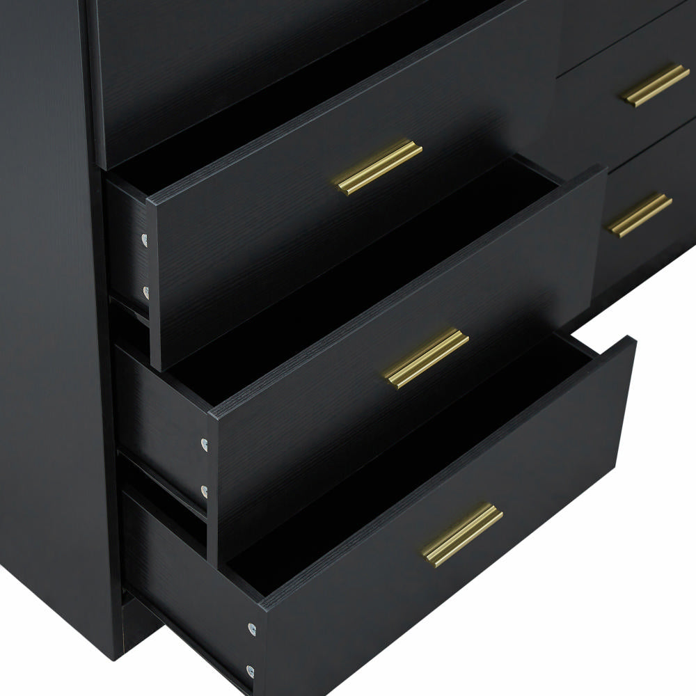 Modern Black 8 Drawer Dresser For Bedroom Large Storage Wide Chest Of Modern Black 8 Drawer Dresser For Bedroom Large Storage Wide Chest Of