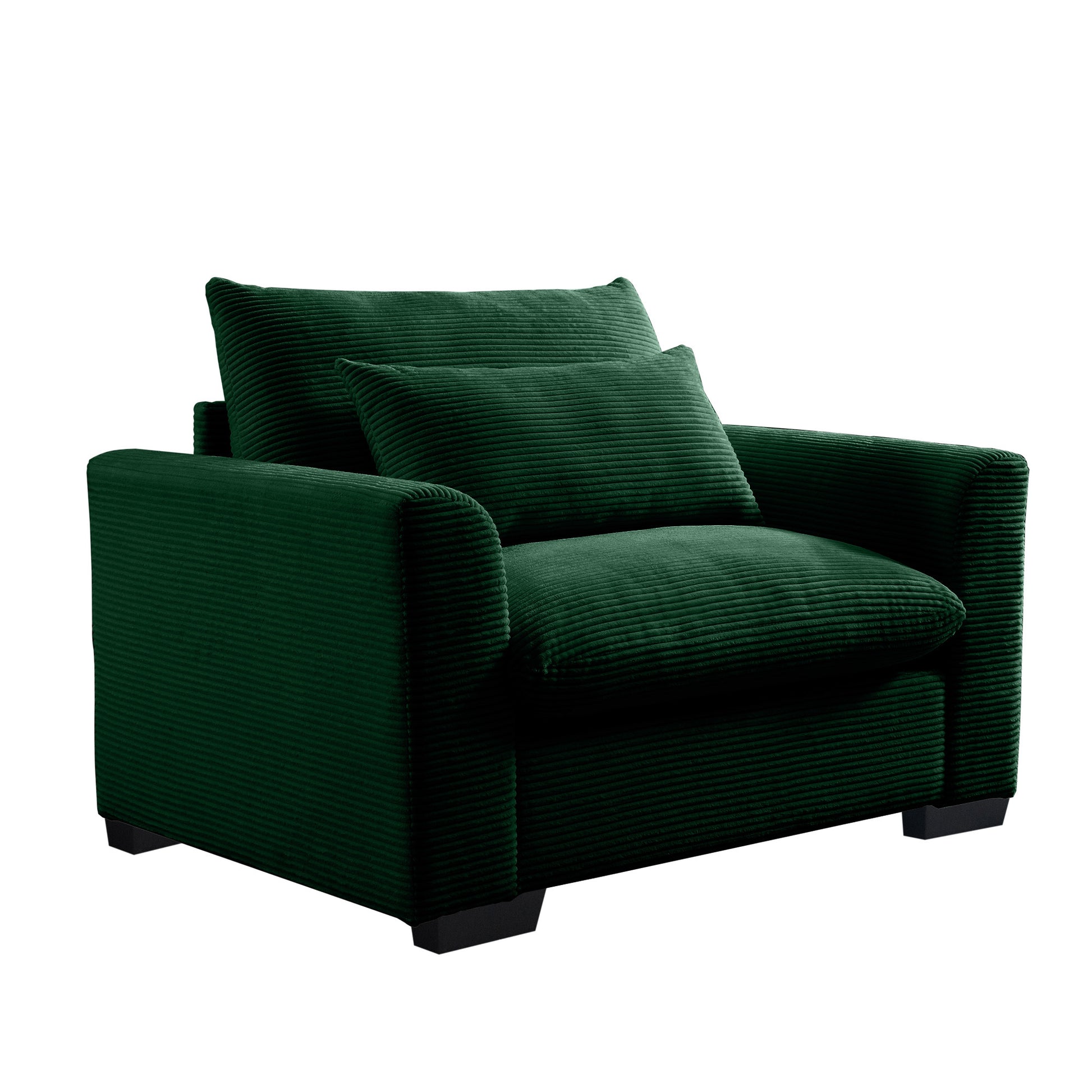 Green Corduroy Deep Seat Single Sofa Accent Chair,Deep Seat Couch With Waist Pillow For Living Room Apartment Office Green Corduroy 1 Seat