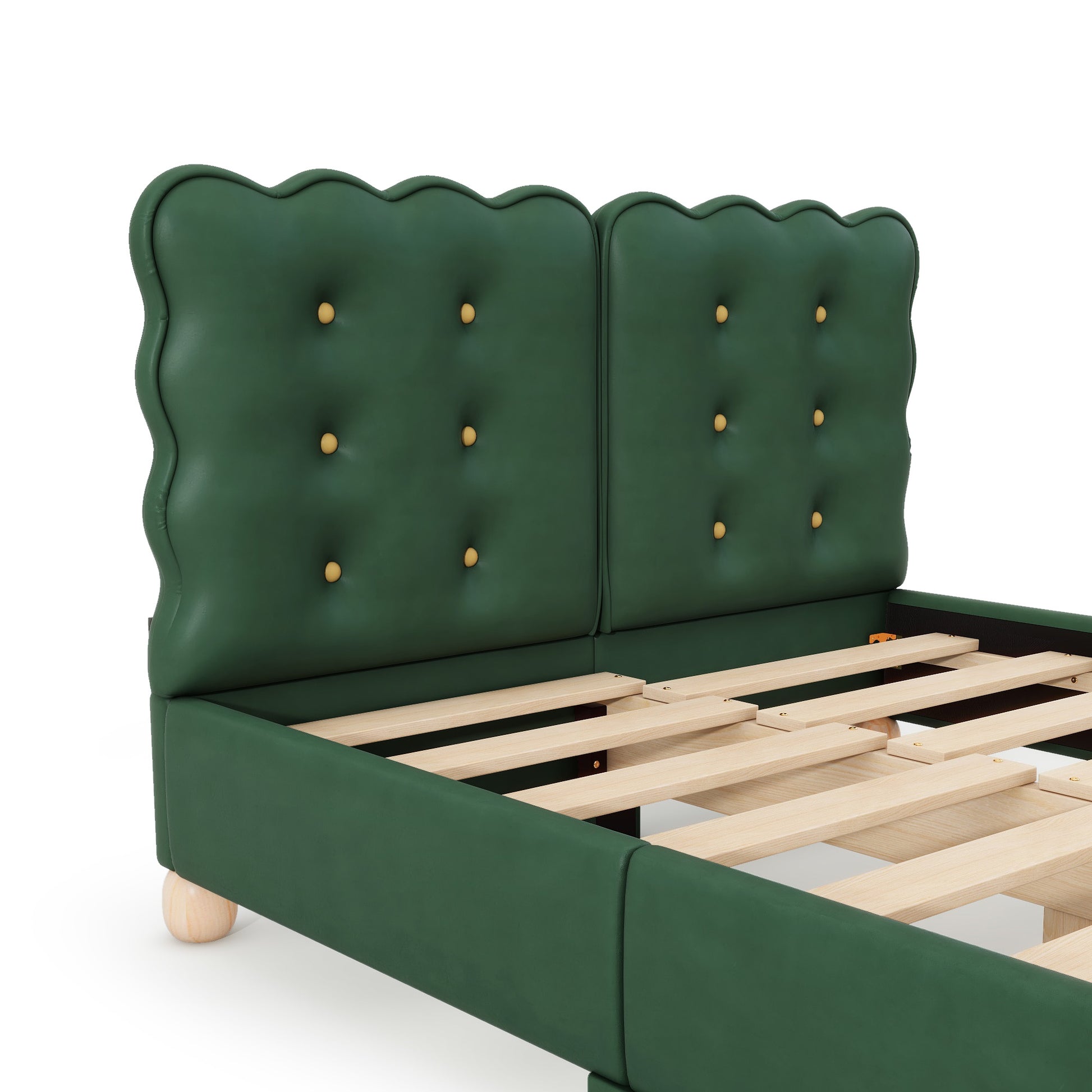 Full Size Upholstered Platform Bed With Support Legs,Green Green Upholstered