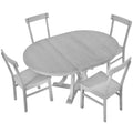 5 Piece Rustic Round Pedestal Extendable Dining Table Set With 15.7