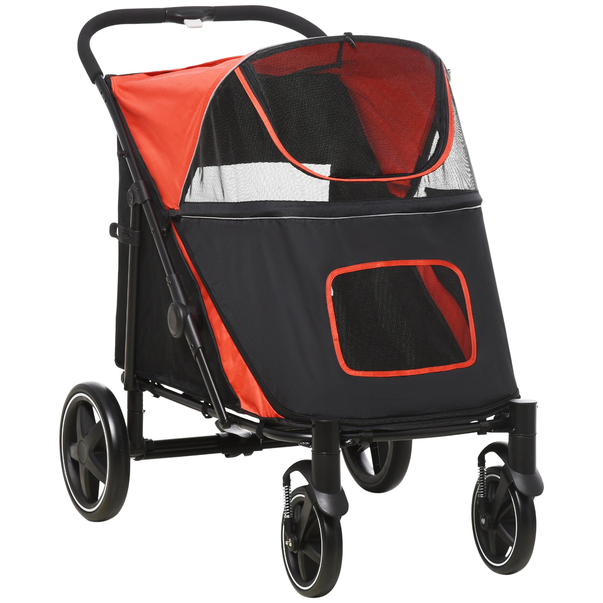 pet stroller for big dogs Pawhut One Click Foldable Doggy Stroller For Medium Large Dogs, Pet St