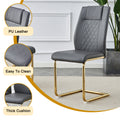 Table And Chair Set.Modern Rectangular Dining Table With Transparent Tempered Glass Tabletop And Gold Plated Metal Legs.Paried With 6 Comfortable Chairs With Pu Seats And Golden Metal Legs. Grey Gold,Transparent Seats 6 Glass Metal