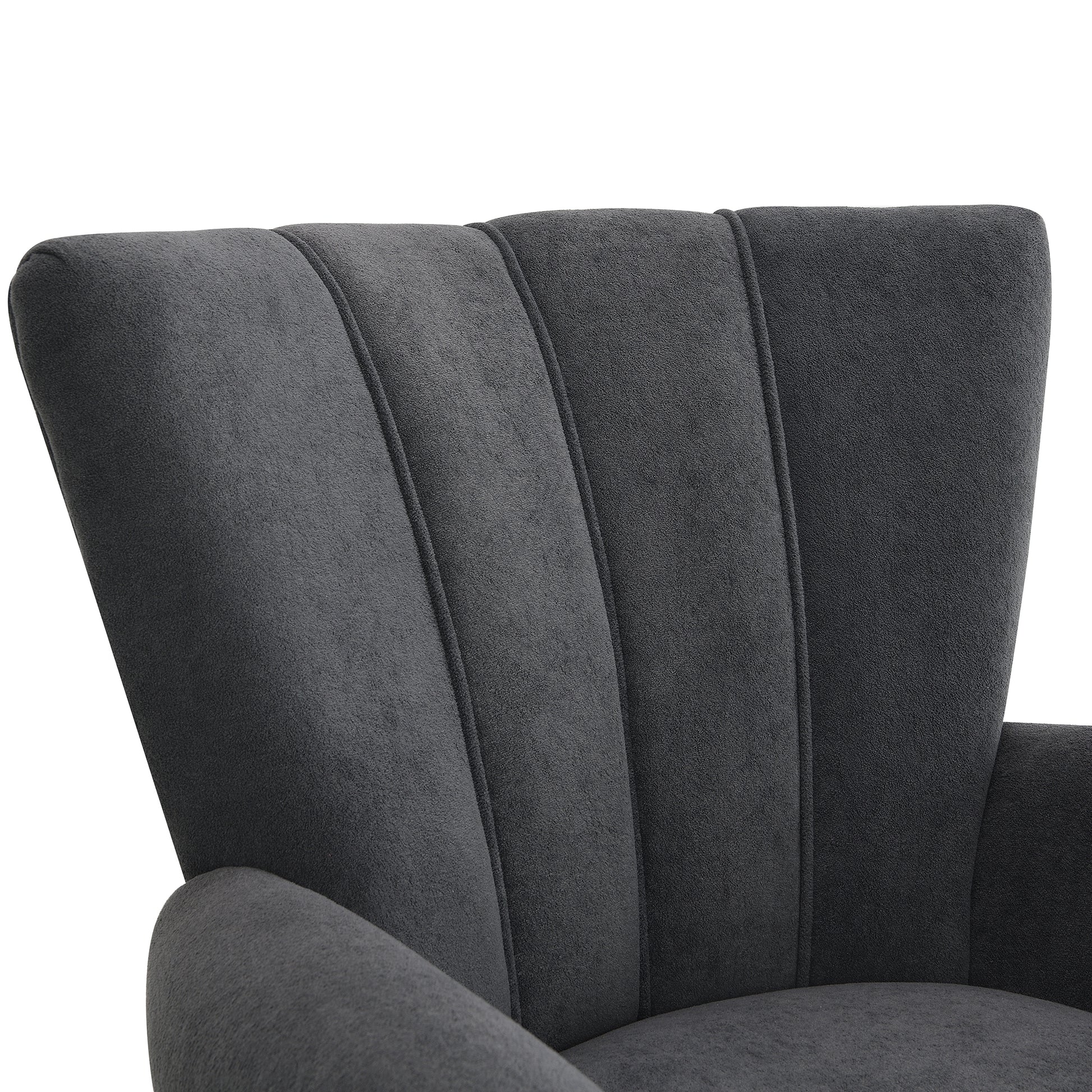 Modern Accent Living Room Chairs,Polyester Armchair Club Chair With Channel Back, Accent Chair For Living Room, Bedroom Reading Room, Soft Fabric, Wooden Leg, Dark Grey Dark Grey Primary Living Space Modern Foam Plywood