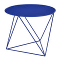 Blue Geometric Metal Base Accent Table Blue Primary Living Space Modern Round Metal Sled