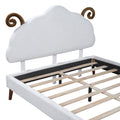 Full Size Upholstered Platform Bed With Sheep Shaped Headboard, White Full White Plywood