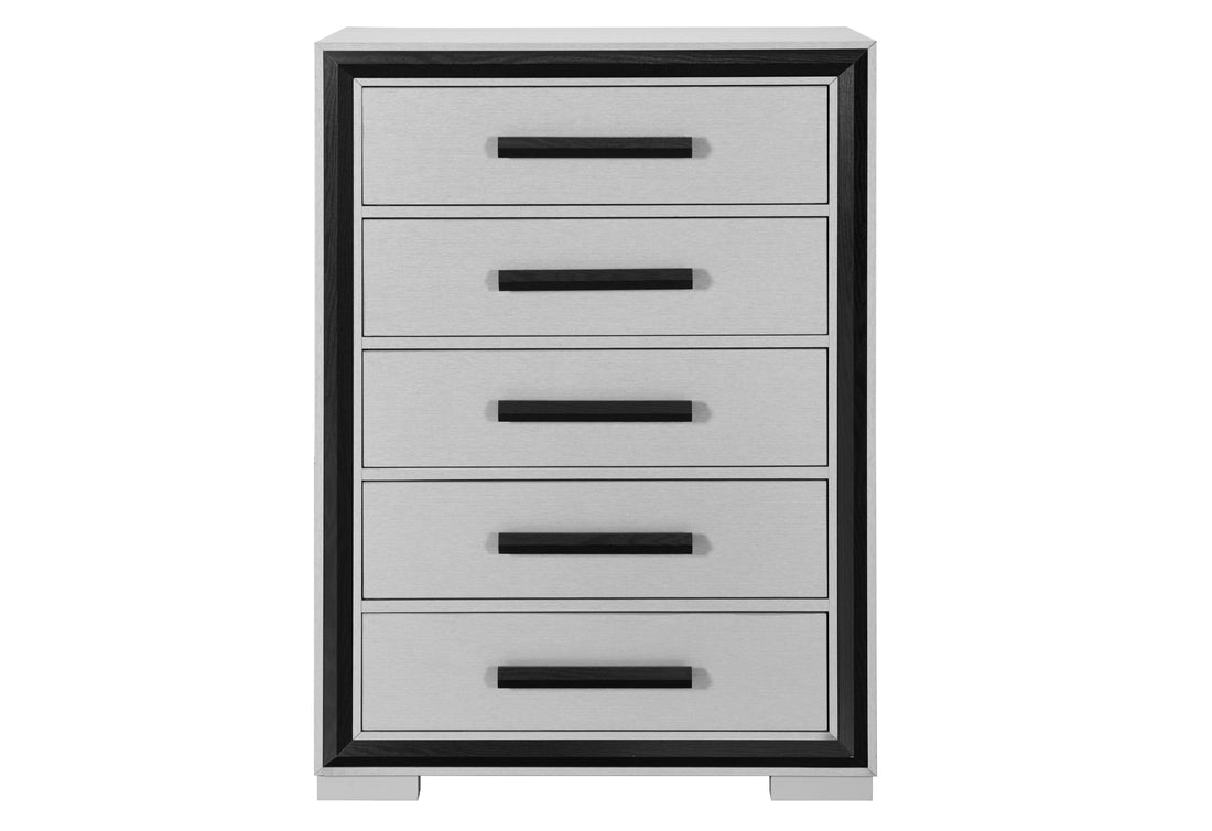 Adelaide Grey Black Chest Black Solid Wood Mdf