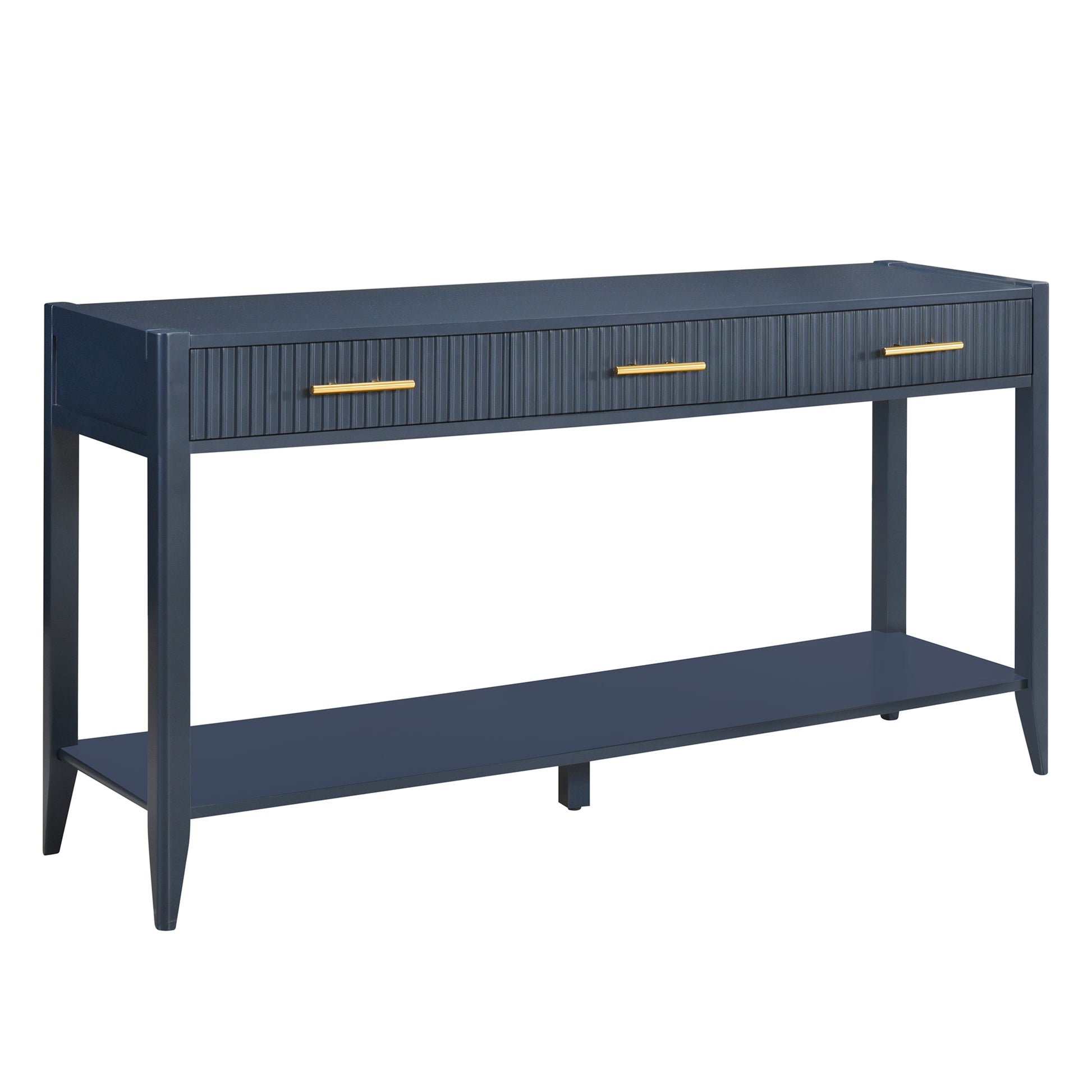 High Quality Entryway Console Table With Vertical Stripe Drawers, Long Legs,Suitable For Entryway, Hallway, Living Room, Foyer, Corridor Navy Blue Primary Living Space American Design Mdf