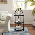 3 Tier Corner Open Shelf,Bookcase Freestanding Shelving Unit,Plant Stand Small Bookshelf For Living Room, Home Office, Kitchen, Small Space Black Corner Office American Design,Rustic Iron
