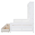 Full Size Wooden Daybed With 2 Drawers, And All In One Cabinet And Shelf, White Full White Wood