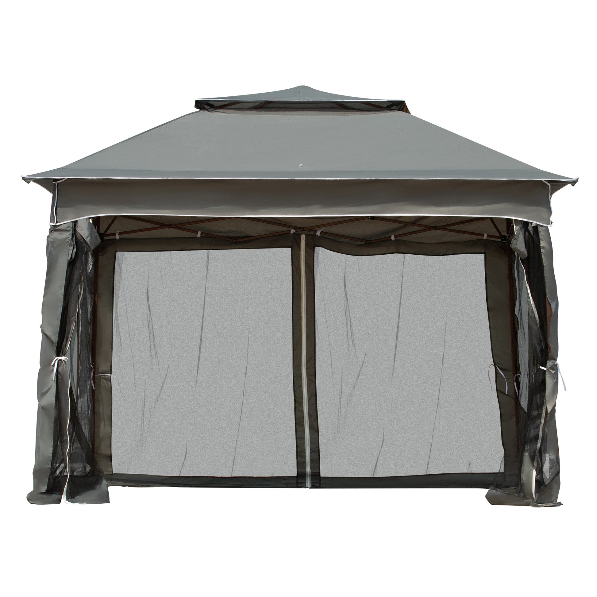 Outsunny 11' X 11' Pop Up Canopy, Outdoor Patio Gazebo Shelter With Removable Zipper Netting, Instant Event Tent W 114 Square Feet Of Shade And Carry Bag For Backyard, Garden, Dark Gray Dark Grey Polyester