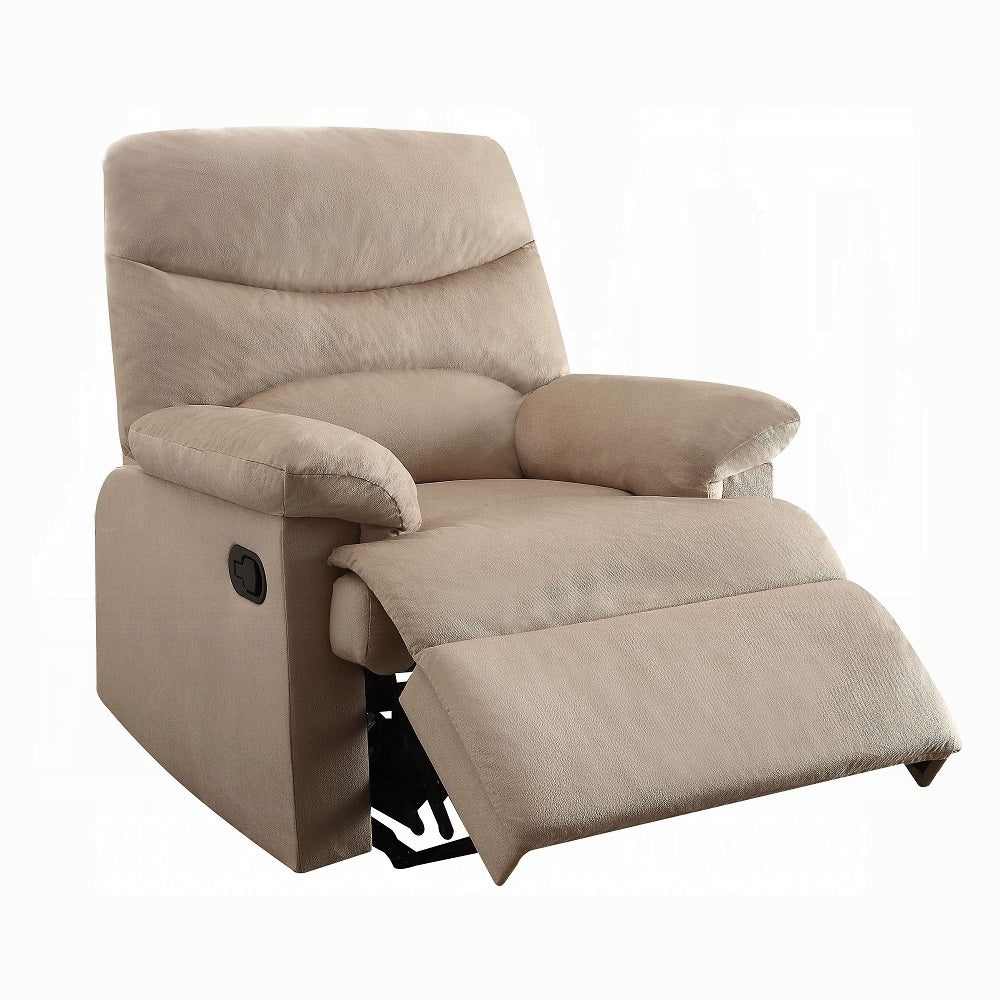 Light Brown Recliner With Pillow Top Arm Light Brown Manual Handle Metal Primary Living Space Tight Back Handle Pillow Top Arms Fabric Metal