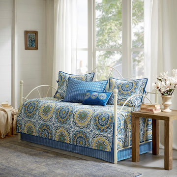 6 Piece Reversible Daybed Cover Set Blue Daybed Blue Cotton