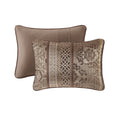 6 Piece Jacquard Quilt Set With Throw Pillows Brown Gold Full Queen Full Brown Gold Cotton