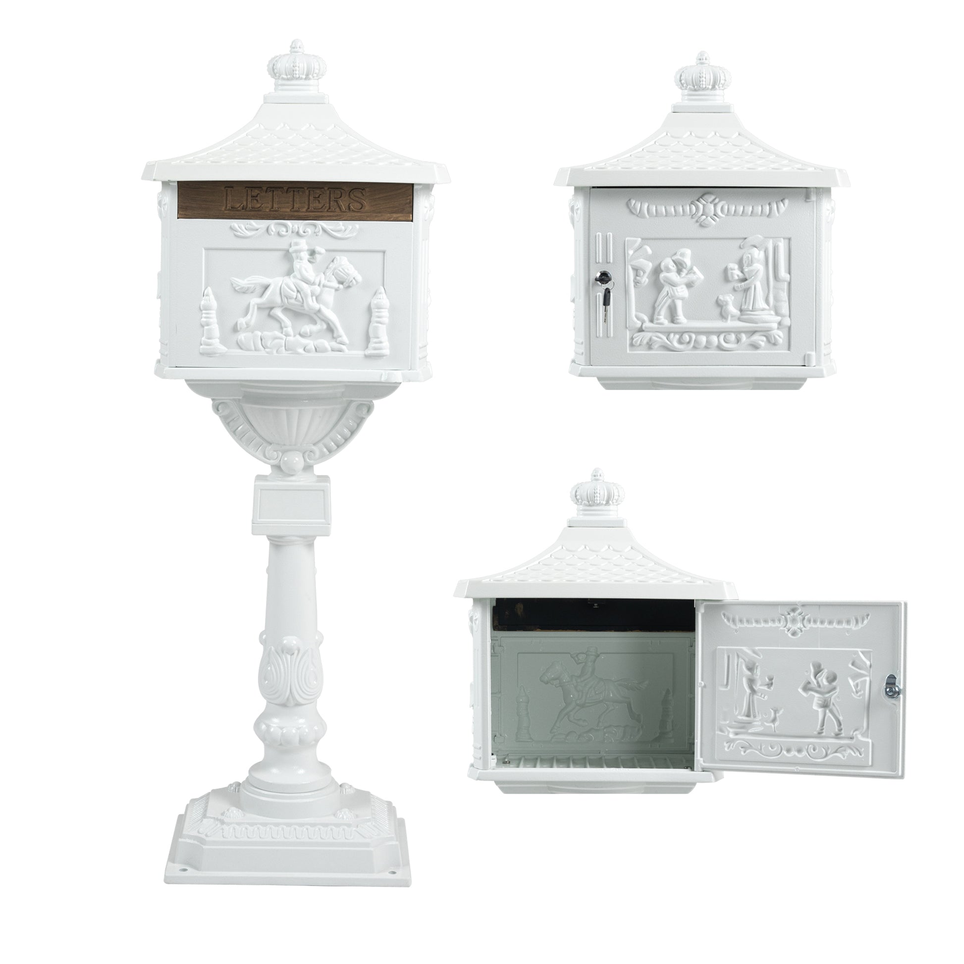 Mailbox Cast Aluminum White Mail Box Postal Box Security Heavy Duty White Aluminium