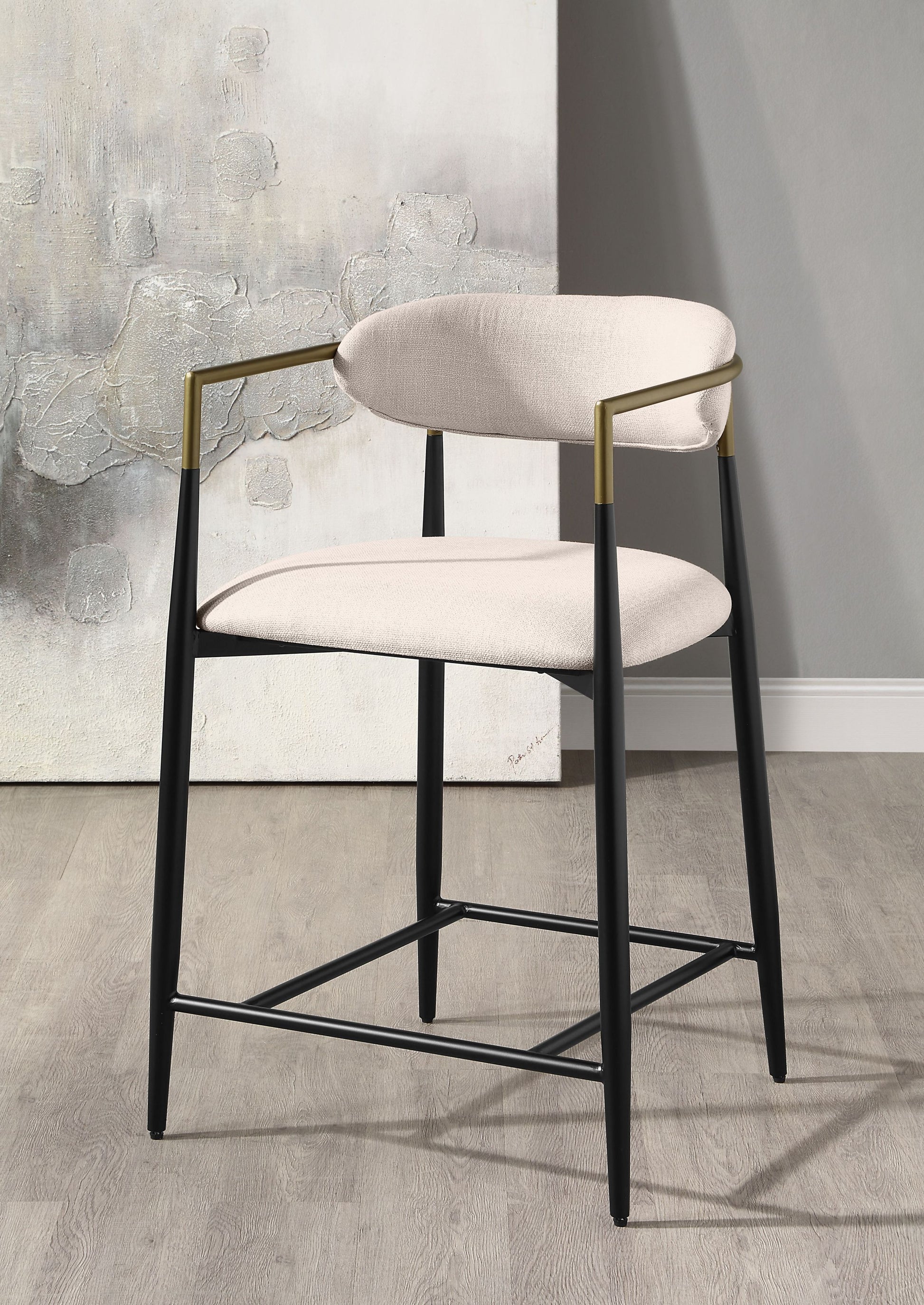 Jaramillo Counter Height Chair Assembled , Beige Fabric & Black Finish Dn02717A Beige Wood Metal