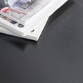 Table And Chair Set. Large Modern Rectangular Table With Black Textured Top And Black Metal Legs. Soft And Comfortable Pu Seats, Faux Leather Upholstered Seats And Sturdy Metal Legs. White Black Seats 4 Sintered Stone