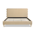 Stockholm Modern Wavy Headboard Platform Bed, King, Fawn Brown Performance Velvet King Brown Wood Foam Velvet Velvet