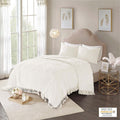 Tufted Cotton Chenille Medallion Fringe Coverlet Mini Set Off White Twin Twin Xl Twin Off White Cotton
