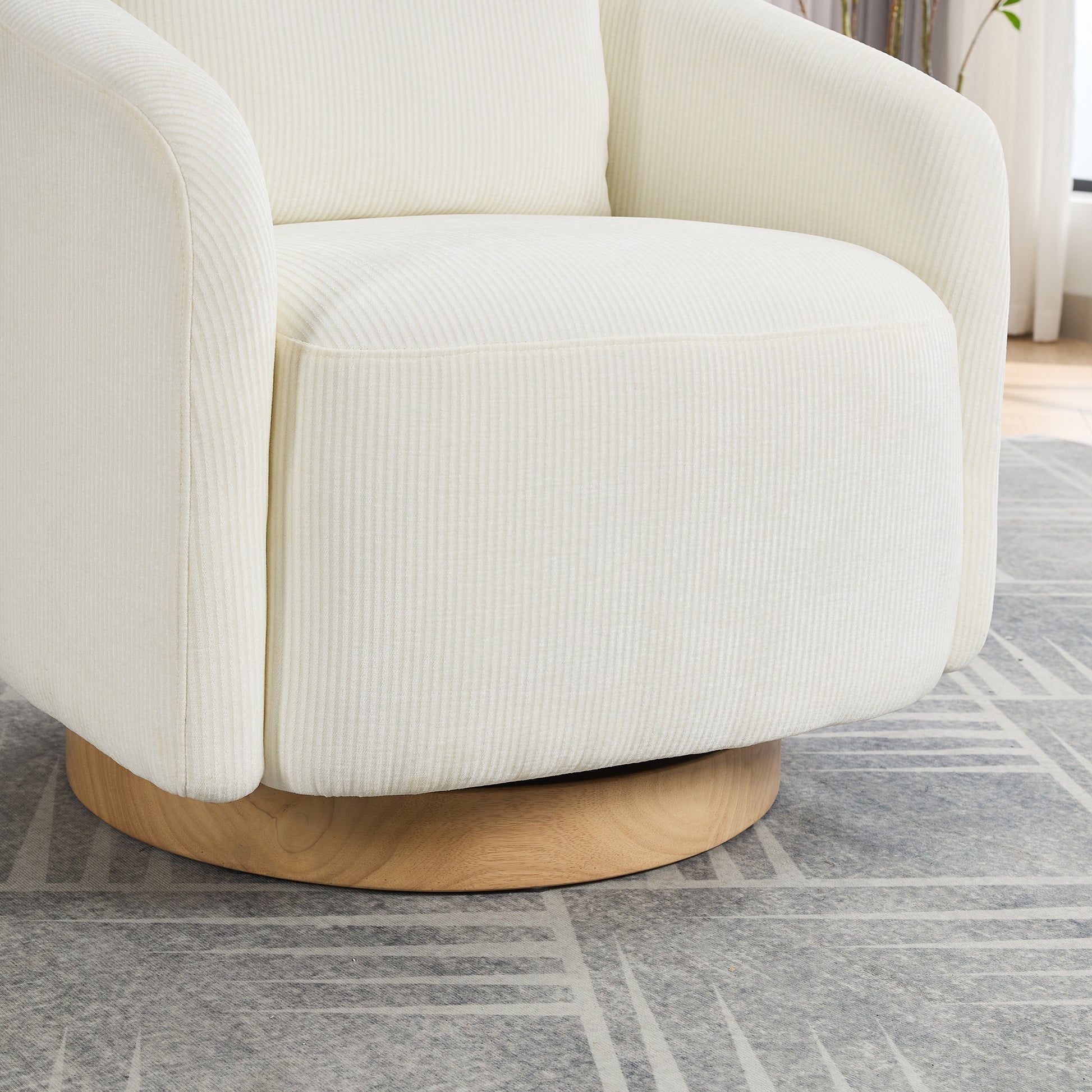 30.3"W Swivel Accent Barrel Chair And Comfy Round Accent Single Sofa Chair, 360 Degree Club Chair, Lounge Armchair For Living Room Bedroom Nursery.Ivory Ivory Chenille