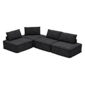 Versatile 4 Module Sofa With Adjustable Backrests And Customizable Configuration Chenille Black Sofa Black Chenille 4 Seat