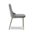 18 Inch Modern Dining Chair, Set Of 2, Gray Velvet Seat, Gold Metal Legs Gray Fabric Metal