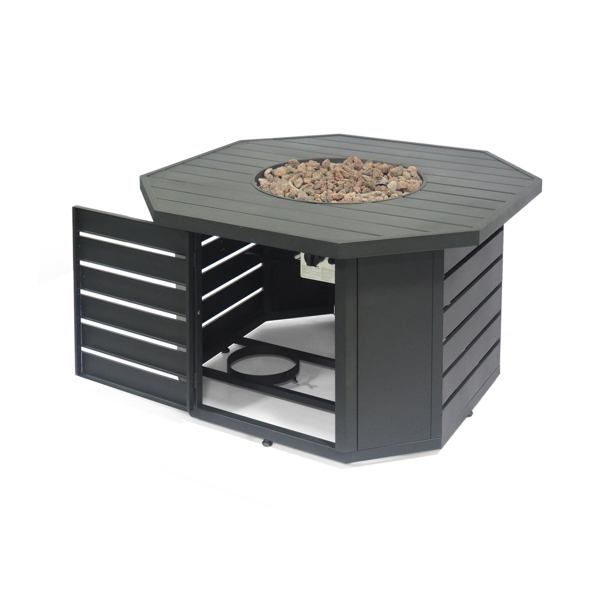 Octagon Iron Fire Pit 50000Btu Black Iron