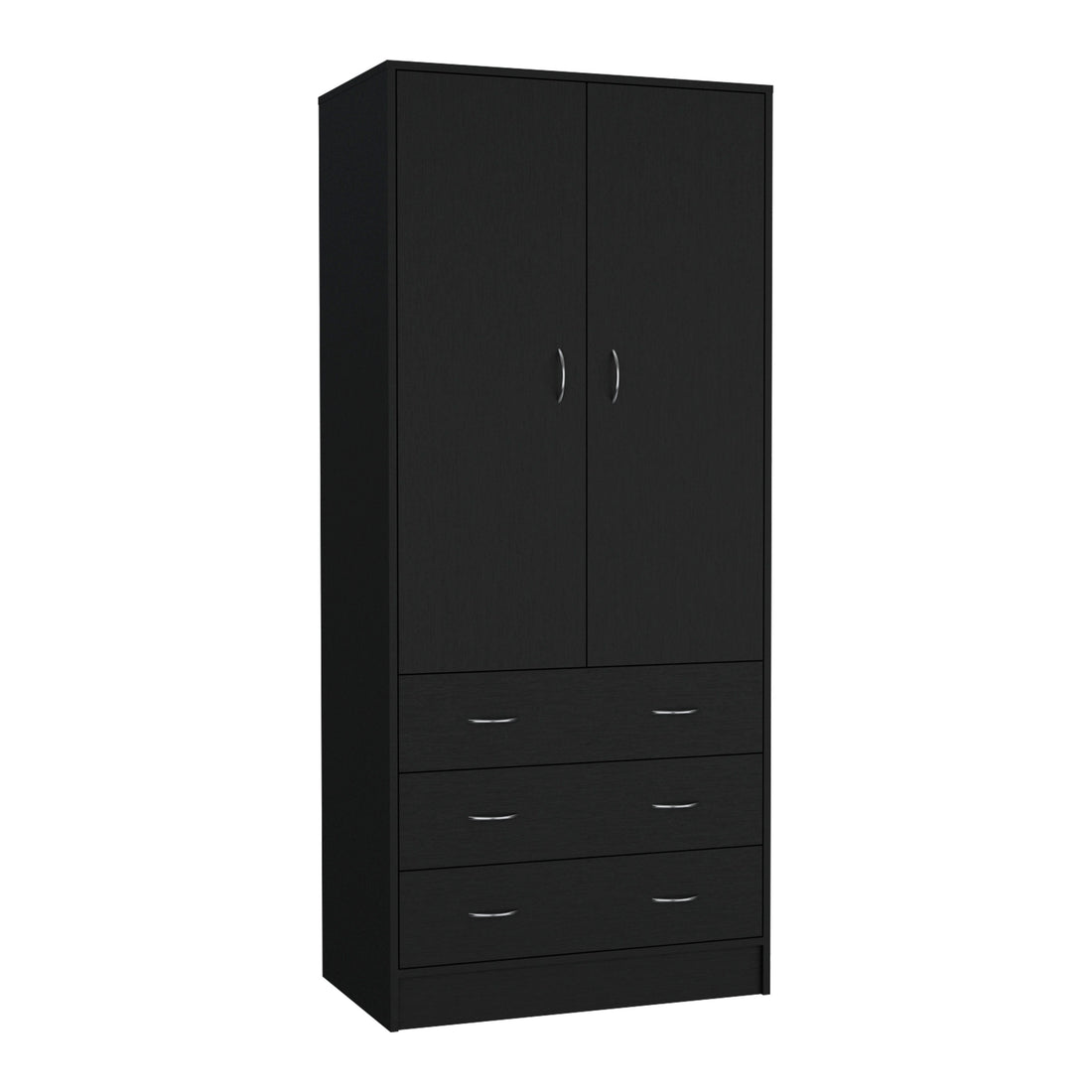 Taly Double Door Armoire Black Black Bedroom Modern Particle Board