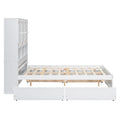 Full Size Platform Bed With Storage Headboard And 4 Drawers, White Box Spring Not Required Full White Wood Bedroom Bed Frame Solid Wood Mdf