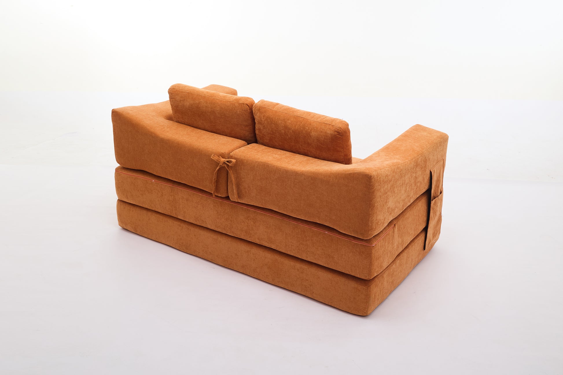 Modern Minimalist Sofa, Fold Out Sofa Bed, Convertible Chair Floor Couch & Sleeping Mattress For Living Room, Bedroom, Apartment, Removable Backrest, Orange Orange Chenille Soft Vintage Chenille 2 Seat