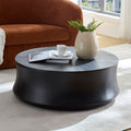 35.43''Fiberglass Round Center Coffee Table For Living Room Vintage Table,Matte Black Table Front Of The Sofa,Modern Handcraft Drum Coffee Table For Office,Apartment,No Need Assembly Black