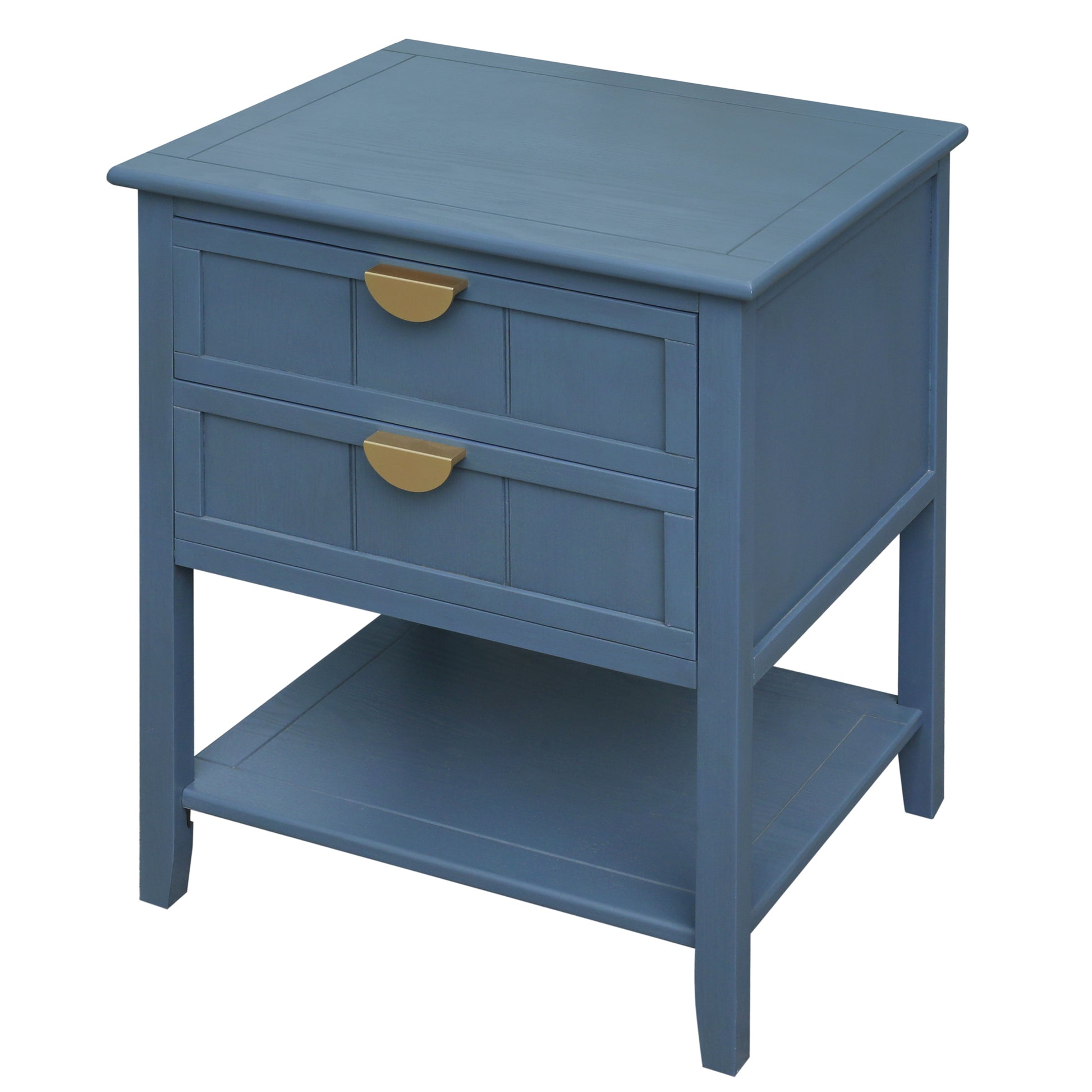 2 Drawer Side Table,American Style, End Table,Suitable For Bedroom, Living Room, Study Blue Mdf