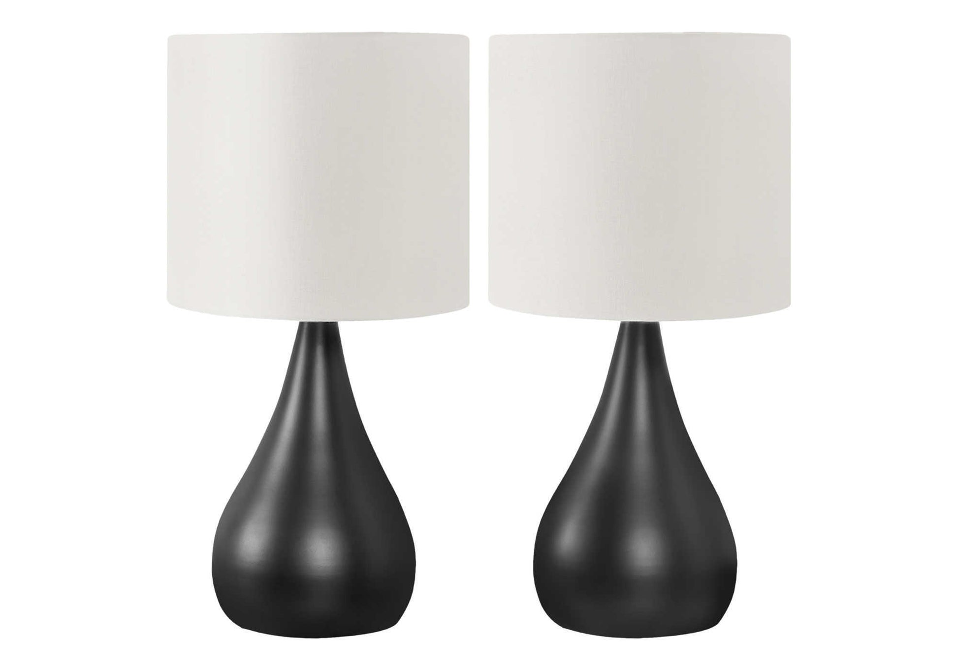 Lighting, Set Of 2, 18"H, Table Lamp, Black Metal, Ivory Cream Shade, Contemporary Black Metal