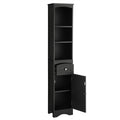 Tall Bathroom Cabinet, Freestanding Storage Cabinet With Drawer, Mdf Board, Adjustable Shelf, Black Black Mdf