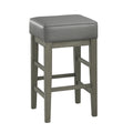 Transitional Gray Faux Leather Seat 24 Inch Counter Height Stools Set Of 2, Antique Gray Finish Solid Wood Frame Antique Gray,Gray Gray Dining Room Transitional Solid Wood