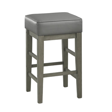 Transitional Gray Faux Leather Seat 24 Inch Counter Height Stools Set Of 2, Antique Gray Finish Solid Wood Frame Antique Gray,Gray Gray Dining Room Transitional Solid Wood